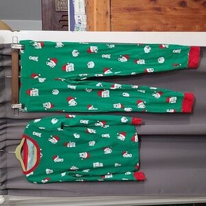 North Pole Trading Co Kids Pajamas Christmas Red Green Dogs‎ W/Santa Hats Sz 10